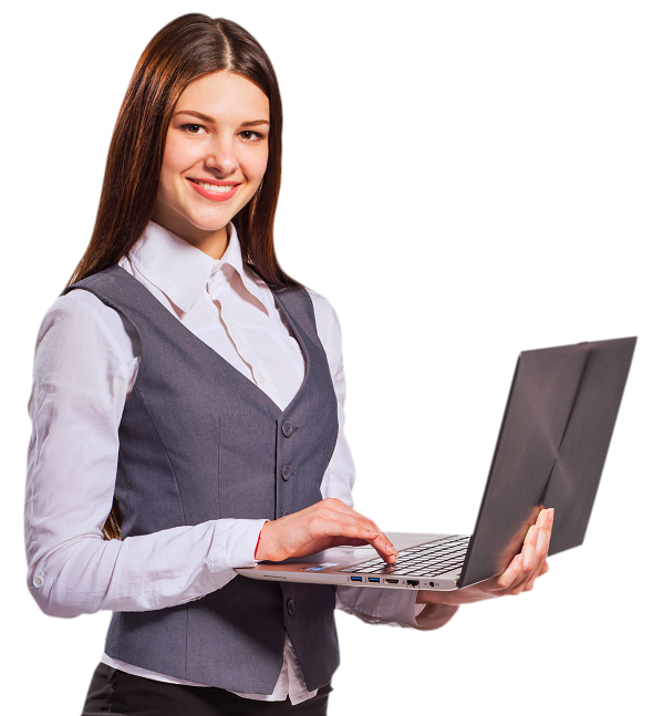 woman holding a laptop